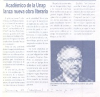 Académico de una Unap lanza nueva obra literaria  [artículo].