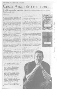 César Aira: otro realismo (entrevista)  [artículo] Patricio Tapia.