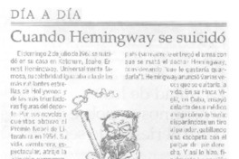 Cuando Hemingway se suicidó  [artículo] Sagitario.