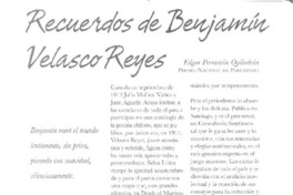 Recuerdos de Benjamín Velasco Reyes  [artículo] Edgar Perramón Reyes.