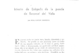 Intento de exègesis de la poesìa de Rosamel del Valle  [artículo] José Ramón Heredia.