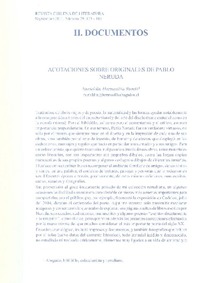 Acotaciones sobre originales de Pablo Neruda  [artículo] Nurieldin Hermosilla Rumié.