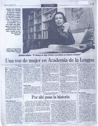 Una voz de mujer en Academia de la Lengua  [artículo] Oscar Vega.