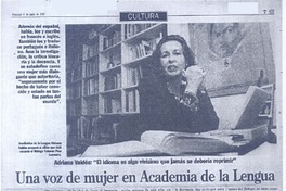 Una voz de mujer en Academia de la Lengua  [artículo] Oscar Vega.
