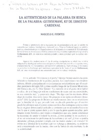 La autenticidad de la palabra en busca de la palabra : Gethsemaní, KY de Ernesto Cardenal [artículo] Marcelo E. Fuentes.