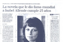 La novela que le dio fama mundial a Isabel Allende cumple 25 años  [artículo] Roberto careaga C.