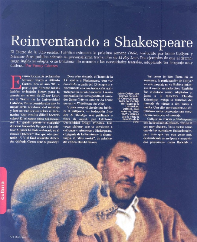 Reinventando a Shakespeare  [artículo] Yenny Cáceres.