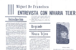 Entrevista con Nivaria Tejera Premio biblioteca Breve 1971  [artículo] Miguel de Francisco.