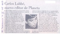 Carlos Labbé, nuevo editor de Planeta  [artículo].