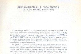 Aproximación a la obra poética de José Hierro  [artículo] Aurora de Albornoz.