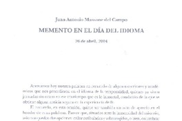 Memento en el día del idioma  [artículo] Juan Antonio Massone del Campo.
