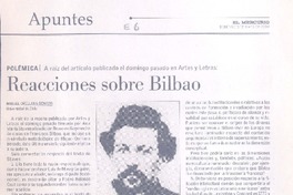 Reacciones sobre Bilbao  [artículo] Miguel Orellana Benado.