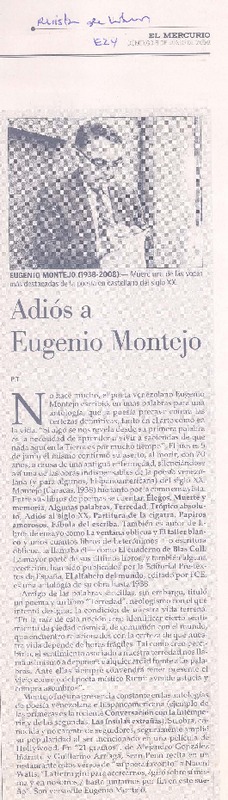Adiós a Eugenio Montejo  [artículo] P. T.