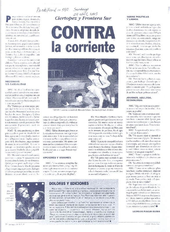 Contra la corriente  [artículo]Leopoldo Pulgar Ibarra.