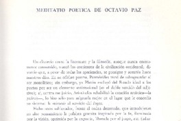 Meditatio poética de Octavio Paz  [artículo] Sdenek Kourim.
