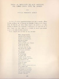 Nota al romance de San antonio, del libro Doña Inés, de Azorín  [artículo] Rafael Benedito Astray.