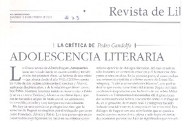 Adolescencia literaria  [artículo] Pedro Gandolfo.