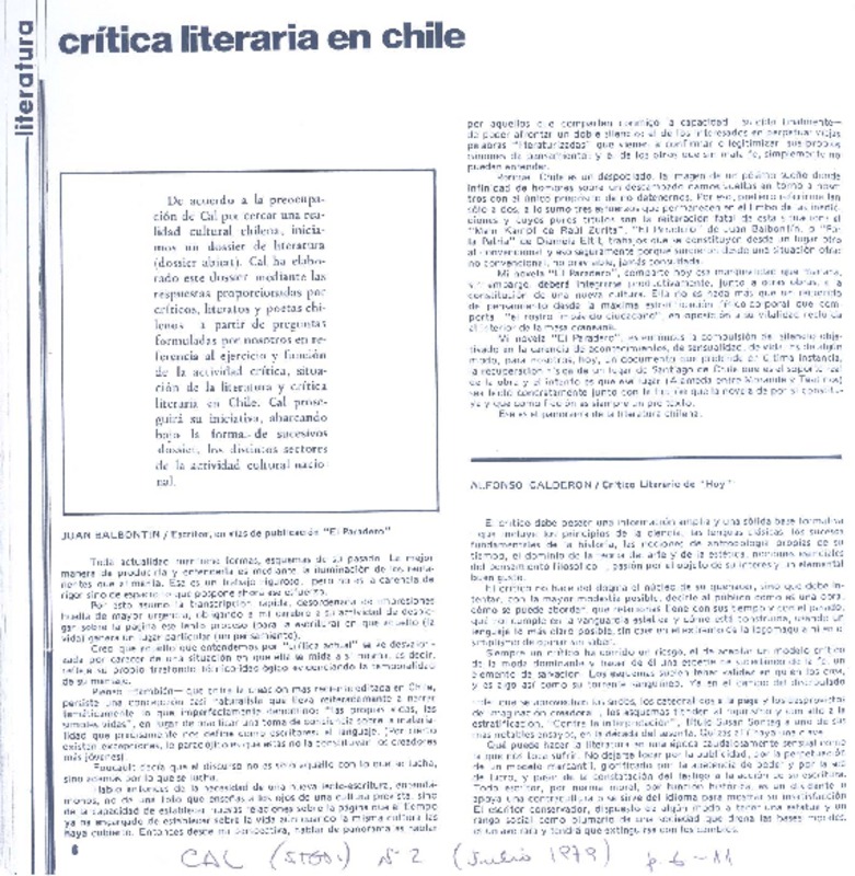 Crítica literaria en Chile  [artículo].