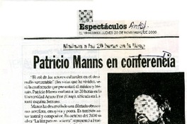 Patricio Manns en conferencia  [artículo] Patricia Bennett R.