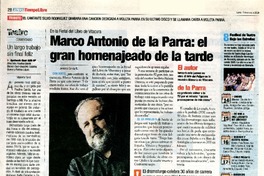 Marco Antonio de la Parra: el gran homenajeado de la tarde  [artículo] Jessica Cerda R.