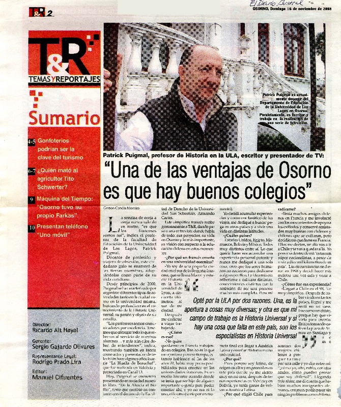 "Una de las ventajas de Osorno es que hay buenos colegios"  [artículo] Gerson Candia Morales.