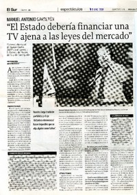 "El Estado debería financiar una TV ajena a las leyes del mercado"  [artículo] Alvaro Peña.