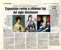 Exposición revive a chilenas top del siglo diecinueve  [artículo] Jazmín Lolas E.