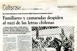 Familiares y camaradas despiden al nazi de las letras chilenas  [artículo] Javier García.