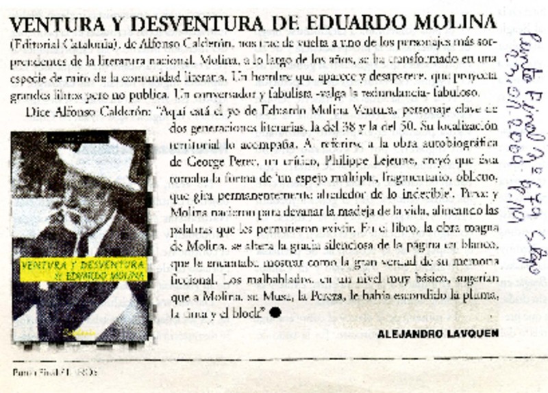 Ventura y desventura de Eduardo Molina.  [artículo]