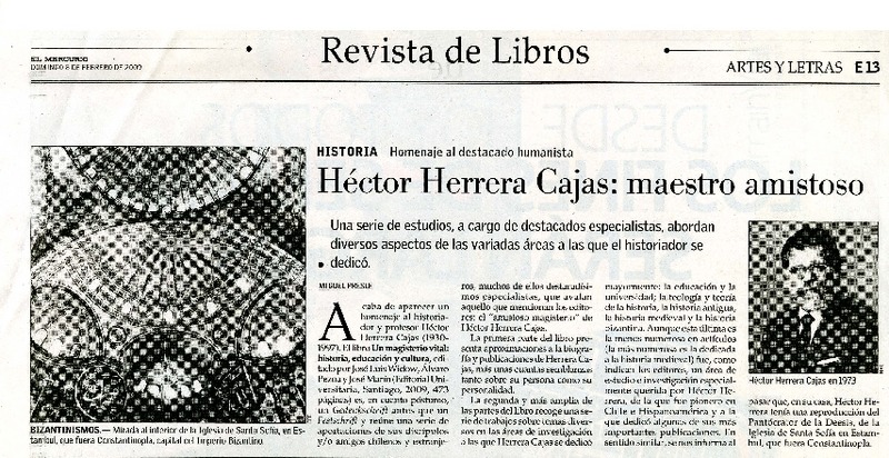 Héctor Herrera Cajas: maestro amistoso  [artículo] Miguel Presle.