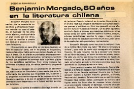 Benjamín Morgado, 60 años en la literatura chilena  [artículo] Gustavo Rivera Flores.