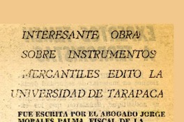 Interesante obra sobre instrumentos mercantiles editó la Universidad de Tarapacá  [artículo].