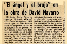 "El ángel y el brujo" en la obra de David Navarro  [artículo].