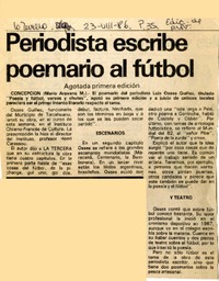 Periodista escribe poemario al fútbol  [artículo] Mario Aravena M.