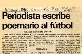 Periodista escribe poemario al fútbol  [artículo] Mario Aravena M.