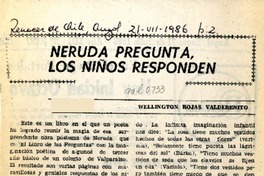 Neruda pregunta, los niños responden  [artículo] Wellington Rojas Valdebenito.