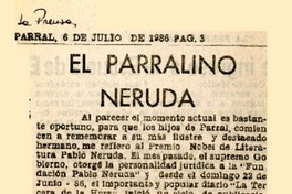El parralino Neruda  [artículo] Cirabi.