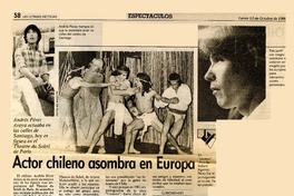 Actor chileno asombra en Europa  [artículo] Roberto Sáez.