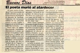 El poeta murió al atardecer  [artículo] por Carlos Ruiz Zaldívar.