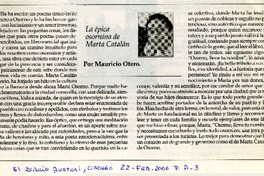 La épica osornina de Marta Catalán  [artículo] por Mauricio Otero.
