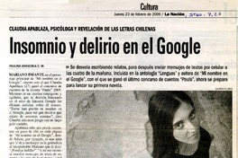 Insomnio y delirio en el Google  [artículo]Paulina Arancibia C.M.