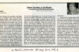 Entre escritos y escritores  [artículo] por Fernando Rojas Clavería.