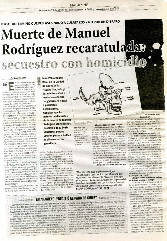 Muerte de Manuel Rodríguez recaratulada: Secuestro con homicidio  [artículo] Claudio Leiva Cortés.