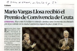 Mario Vargas Llosa recibió el Premio de Convivencia de Ceuta  [artículo]
