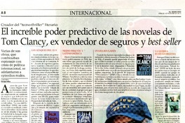El increíble poder predictivo de las novelas de Tom Clancy, ex vendedor de seguros y best seller  [artículo] Elias Groll