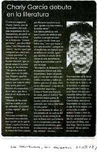 Charly García debuta en la literatura  [artículo]