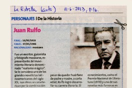 Personajes de la historia : Juan Rulfo. [artículo]
