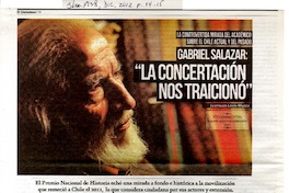 Gabriel Salazar: "La concertación nos traicionó"  [artículo]