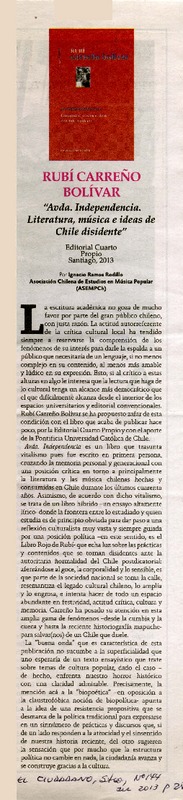 "Avda. Independencia. Literatura, música e ideas de Chile disidente"  [artículo] Ignacio Ramos Rodillo