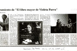 Lanzamiento de "el libro mayor de Violeta Parra"  [artículo] Ana Montrosis.
